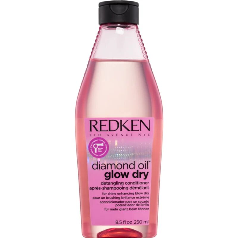 Redken Diamond Oil Glow Dry Brightening Conditioner for Glossy Hair that's Easy to Comb for Faster Blow Out 250 ml