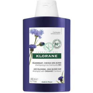 Pierre Fabre Klorane - Shampoo alla Centaurea BIO 200ml per Capelli Sbiancati o Grigi