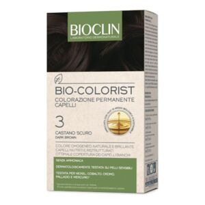 Ist.Ganassini Spa Bioclin Bio Colorist Colorazione Permanente 3 Castano Scuro - Kit Completo per Capelli Intensamente Colorati