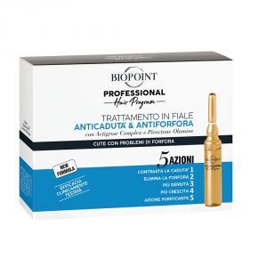 Biopoint Professional Hair Program Trattamento Fiale Anticaduta & Antiforfora (Blu) 10 Fiale da 7 ml