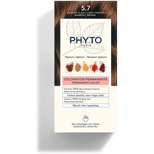 phyto color 5.7 castano chiaro tabacco colorazione permanente senza ammonia