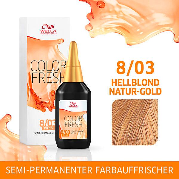 wella color fresh ph 6.5 - acid 8/03 biondo chiaro oro naturale, 75 ml