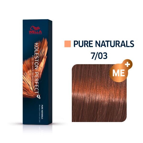 wella koleston perfect me+ pure naturals 7/03 biondo medio oro naturale, 60 ml