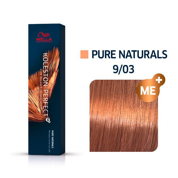 wella koleston perfect me+ pure naturals 9/03 biondo chiaro oro naturale, 60 ml