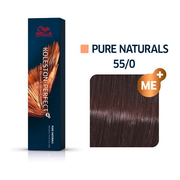 wella koleston perfect me+ pure naturals 55/0 marrone chiaro intensivo naturale, 60 ml