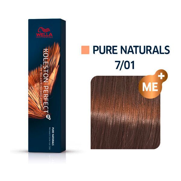 wella koleston perfect me+ pure naturals 7/01 biondo medio cenere naturale, 60 ml