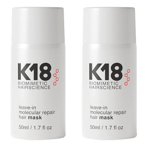 k18 biomimetic hairscience leave-in molecular repair hair mask set 2x50 ml