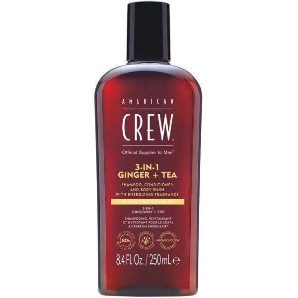 american crew 3in1 ginger & tea shampoo, conditioner & body wash 250 ml