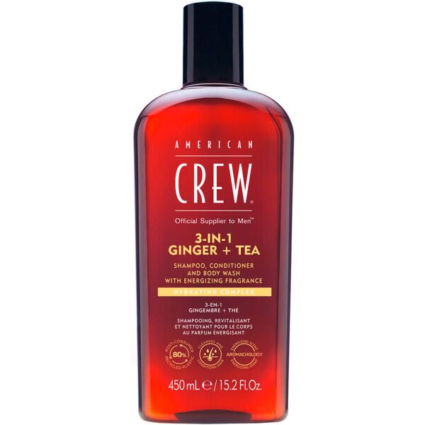 american crew 3in1 ginger & tea shampoo, conditioner & body wash 450 ml