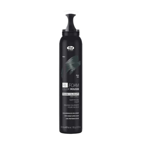 lisap re foam color conditioning mousse colorante temporanea 200ml, nero