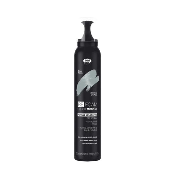 lisap re foam color conditioning mousse colorante temporanea 200ml, grigio acciaio