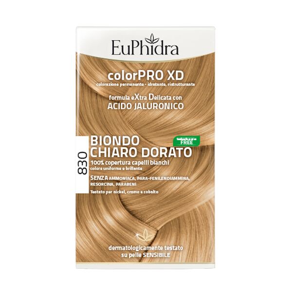zeta farmaceutici spa euphidra colorpro xd 830 biondo chiaro dorato gel colorante capelli in flacone + attivante + balsamo + guanti