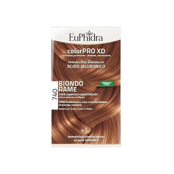 zeta farmaceutici spa euphidra colorpro xd 740 biondo rame gel colorante capelli in flacone + attivante + balsamo + guanti