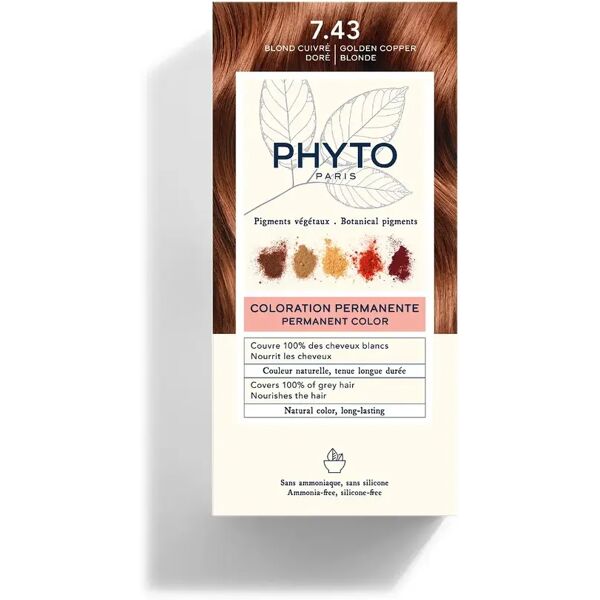 phyto paris phyto color 7.43 biondo ramato dorato tintura permanente per capelli