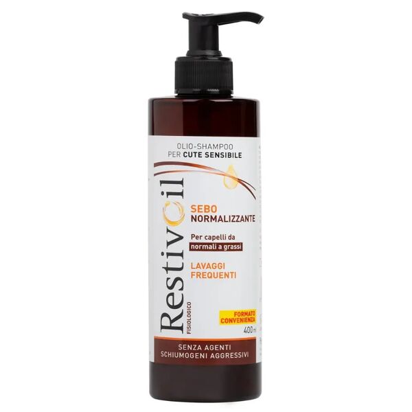 restiv-oil restivoil fisiologico sebonormalizzante olio shampoo antiforfora capelli grassi lavaggi frequenti 400 ml