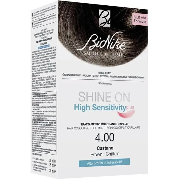 bionike shine on high sensitivity plus tintura per capelli castano 4.00