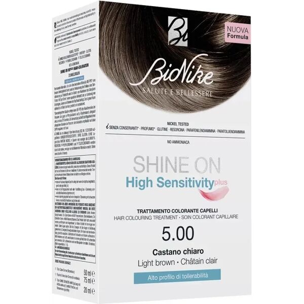 bionike shine on high sensitivity plus tintura per capelli castano chiaro 5.00