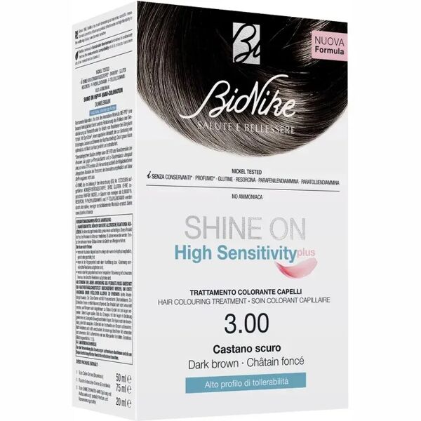 bionike shine on high sensitivity plus tintura per capelli castano scuro 3.00