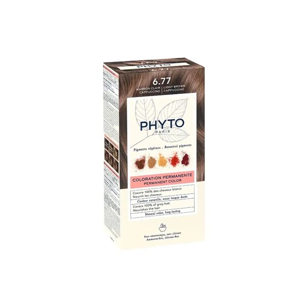 phyto paris phyto color 6.77 marrone chiaro cappuccino tintura permanente per capelli