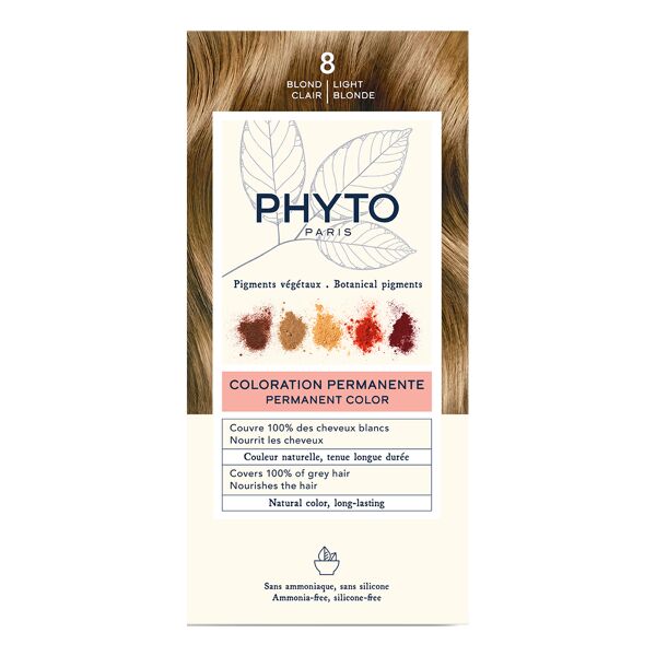 phyto color kit 8 biondo chiaro 1 latte 50 ml + 1 crema 50 ml + 1 maschera 12 ml