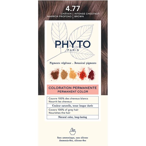 phyto color kit 4,77 castano marrone intenso 1 latte 50 ml + 1 crema 50 ml + 1 maschera 12 ml