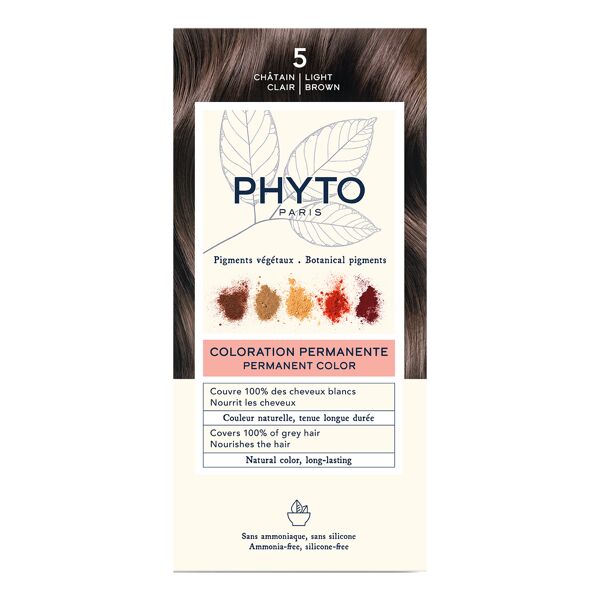 phyto color kit 5 castano chiaro 1 latte 50 ml + 1 crema 50 ml + 1 maschera 12 ml