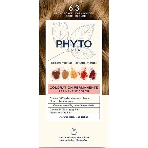 phyto color kit 6,3 biondo scuro dorato 1 latte 50 ml + 1 crema 50 ml + 1 maschera 12 ml