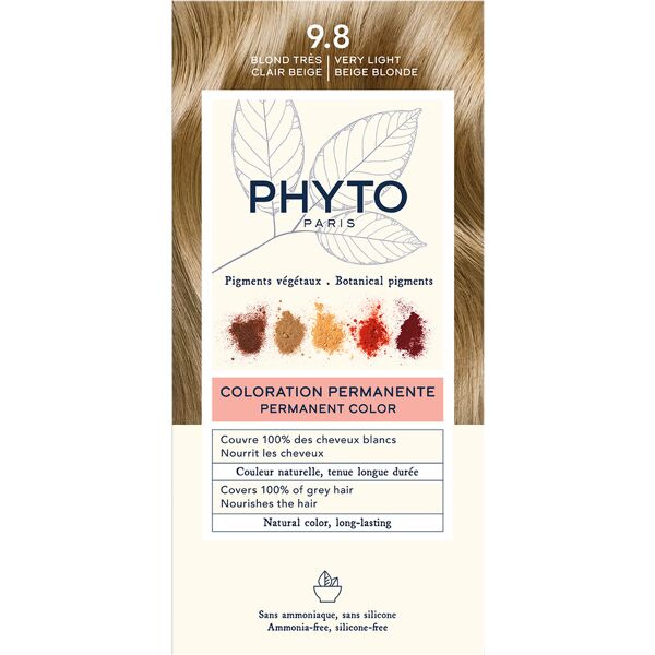 phyto color kit 9,8 biondo chiarissimo cenere 1 latte 50 ml + 1 crema 50 ml + 1 maschera 12 ml