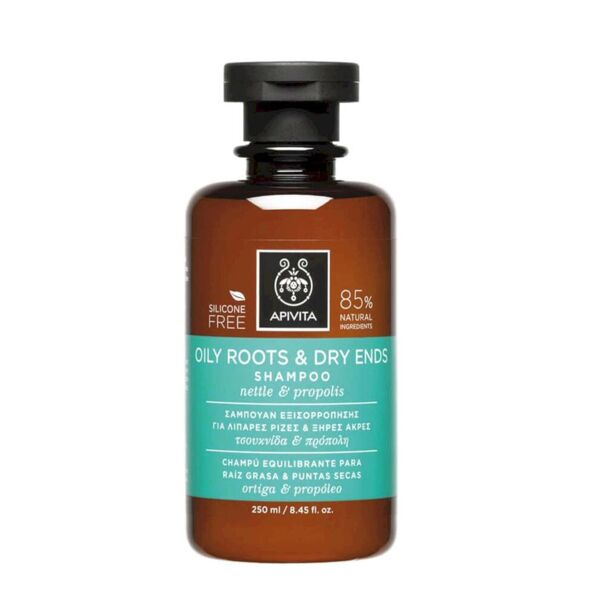 apivita oily roots & dry ends shampoo con ortica e propoli 250ml