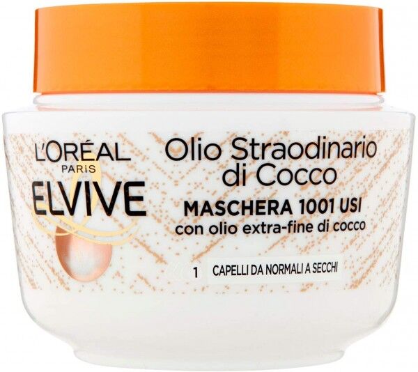 Antica Farmacia Orlandi L'Oreal Elvive Maschera Capelli Olio Straordinario 1001 Usi 300ml.Olio Extra Fine Di Cocco