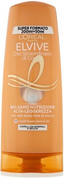 Antica Farmacia Orlandi L'Oreal Elvive Balsamo Nutrizione Alta-Leggerezza 250ml.Olio Straordinario Di Cocco Capelli Da Normali A Secchi