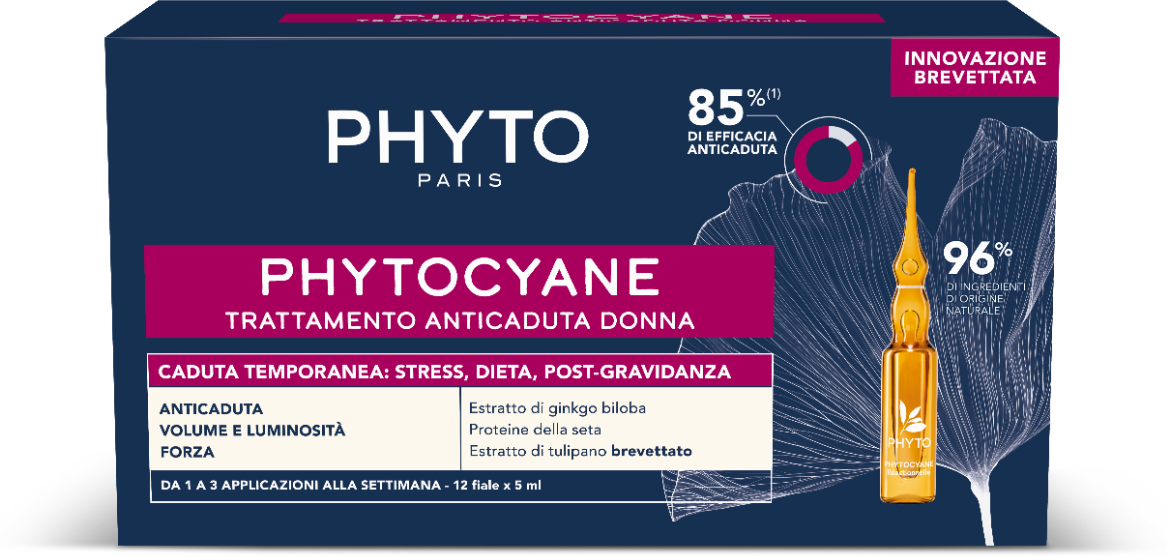 Phyto cyane Fiale Donna Caduta Temporanea 12 Fiale da 5 ml