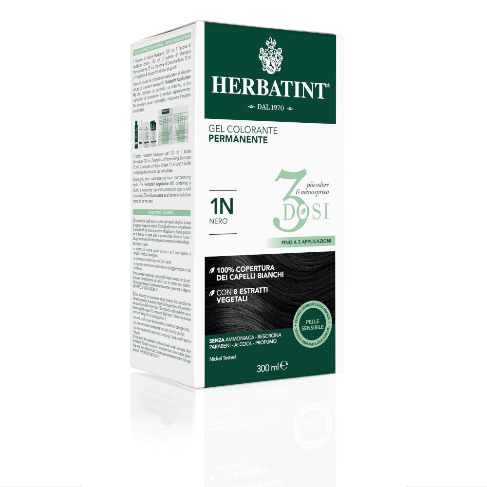 Herbatint Tintura Capelli Gel Permanente 3Dosi 1N Nero 300 ml