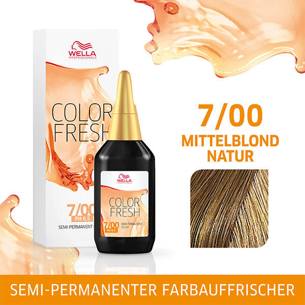 Wella Color Fresh pH 6.5 - Acid 7/00 Biondo Medio Naturale, 75 ml