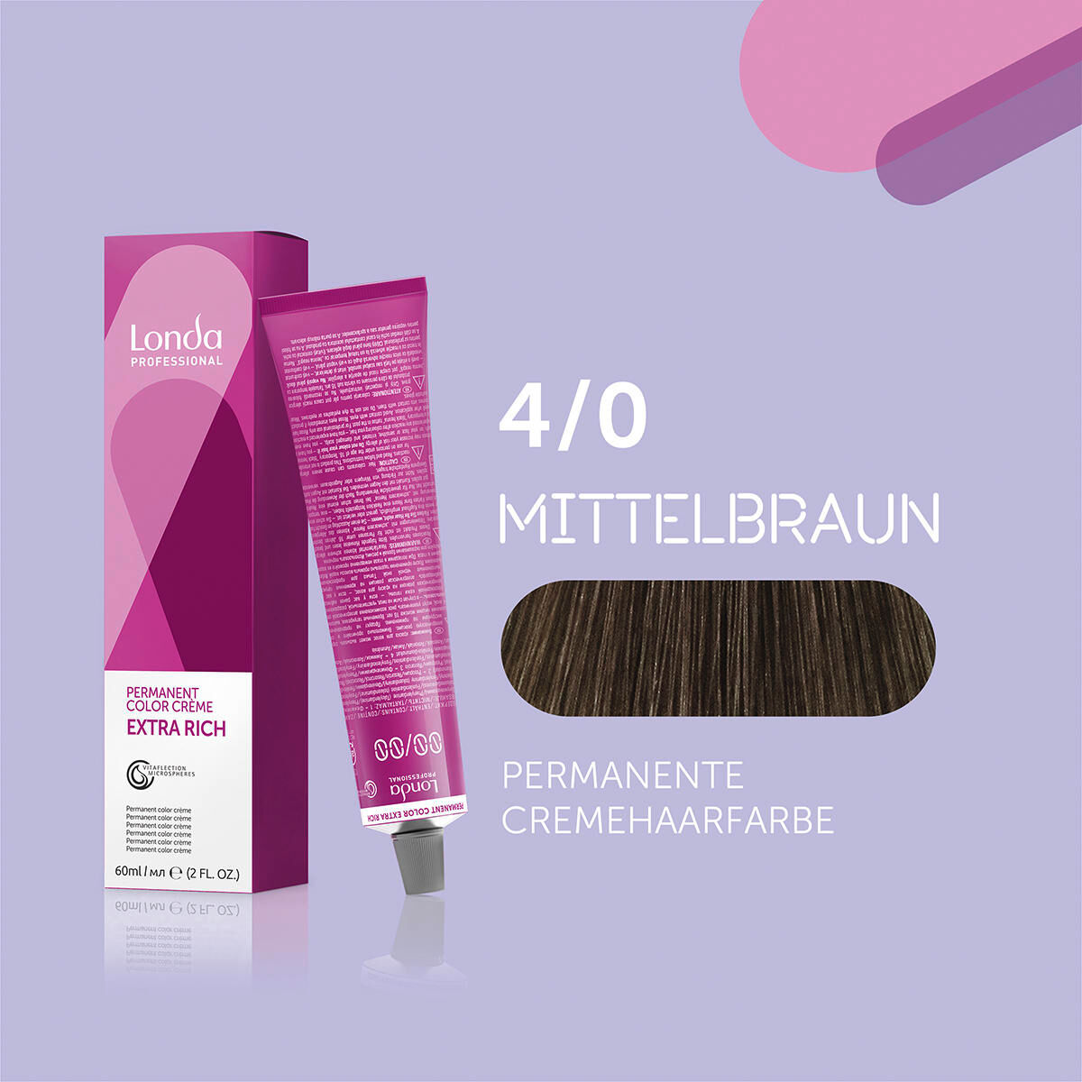 Londa Colore per capelli in crema permanente Extra Rich 4/0 marrone medio, tubo 60 ml