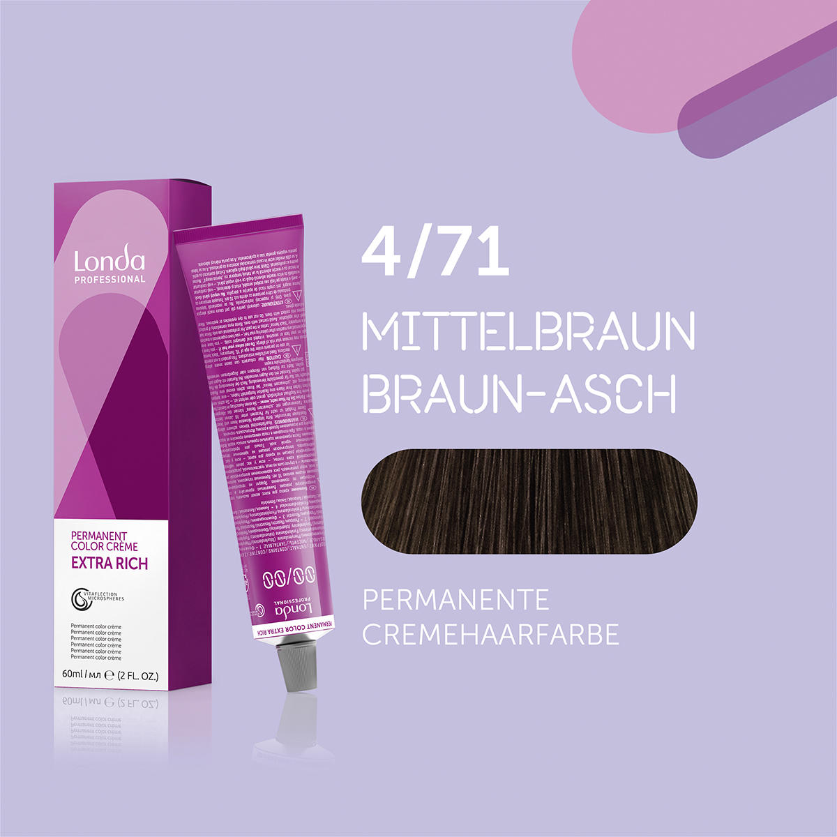 Londa Colore per capelli in crema permanente Extra Rich 4/71 Cenere marrone medio, tubo 60 ml