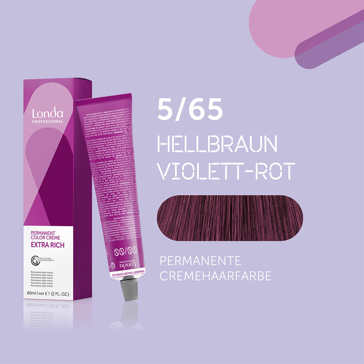 Londa Colore per capelli in crema permanente Extra Rich 5/65 Light Brown Violet Red, tubo da 60 ml