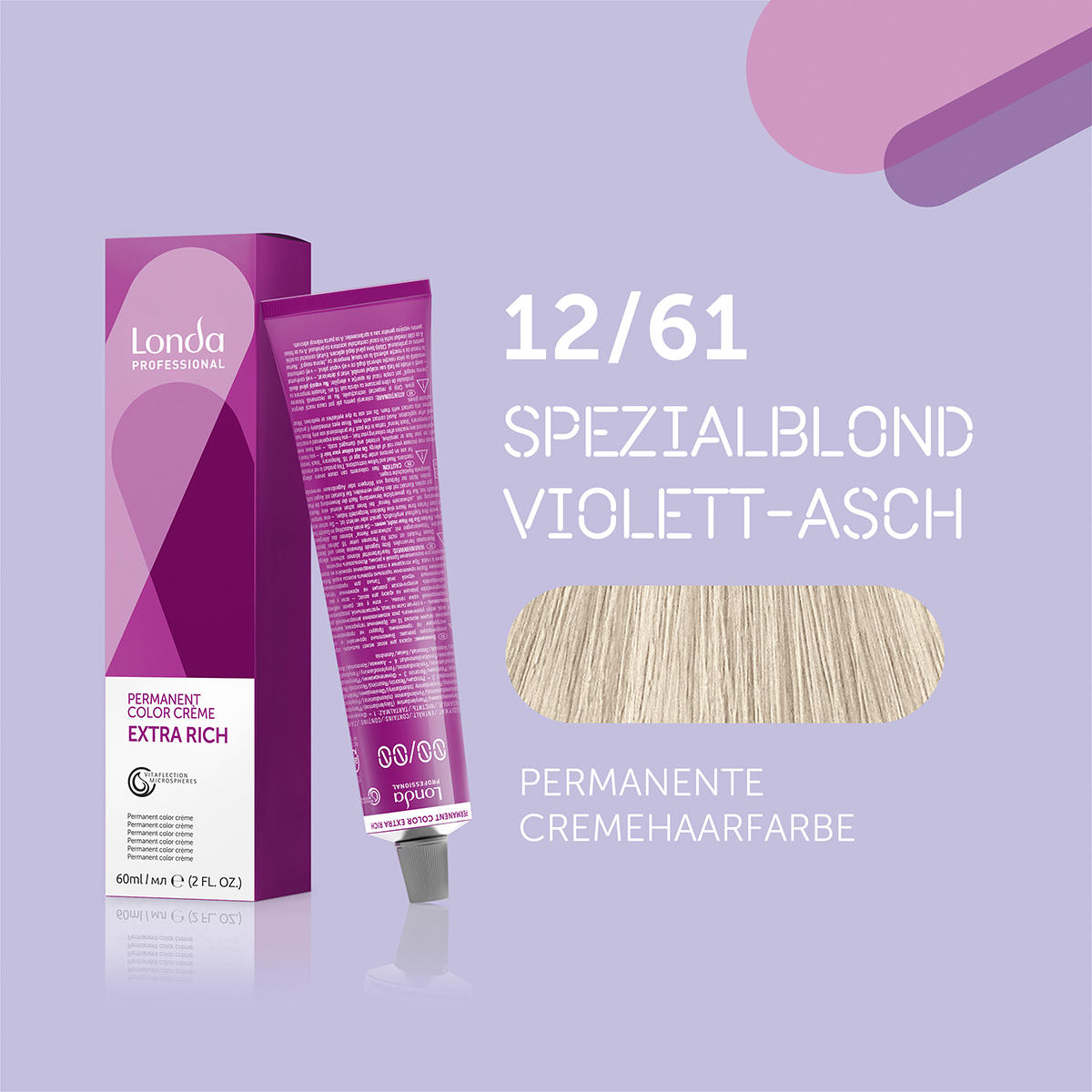 Londa Colore per capelli in crema permanente Extra Rich 12/61 Speciale biondo viola cenere, tubo 60 ml