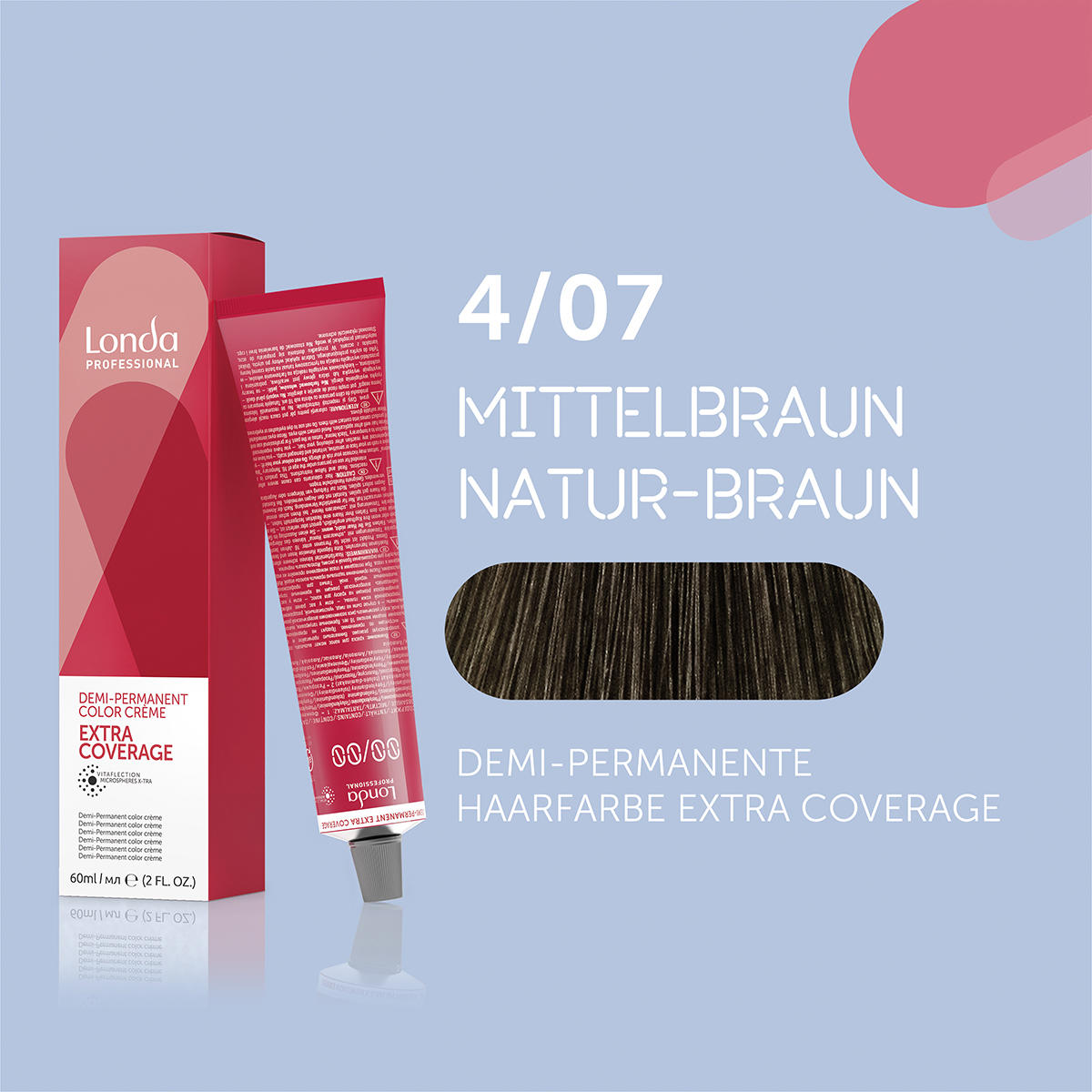 Londa Colore per capelli in crema demi-permanente Extra Coverage 4/07 Marrone medio Marrone naturale, tubo 60 ml