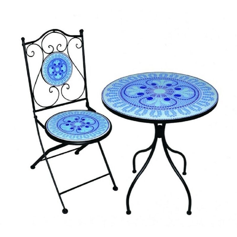 FRASCHETTI Set hellas tavolo 80xh75 cm piano in ceramica con 2 sedie richiudibili