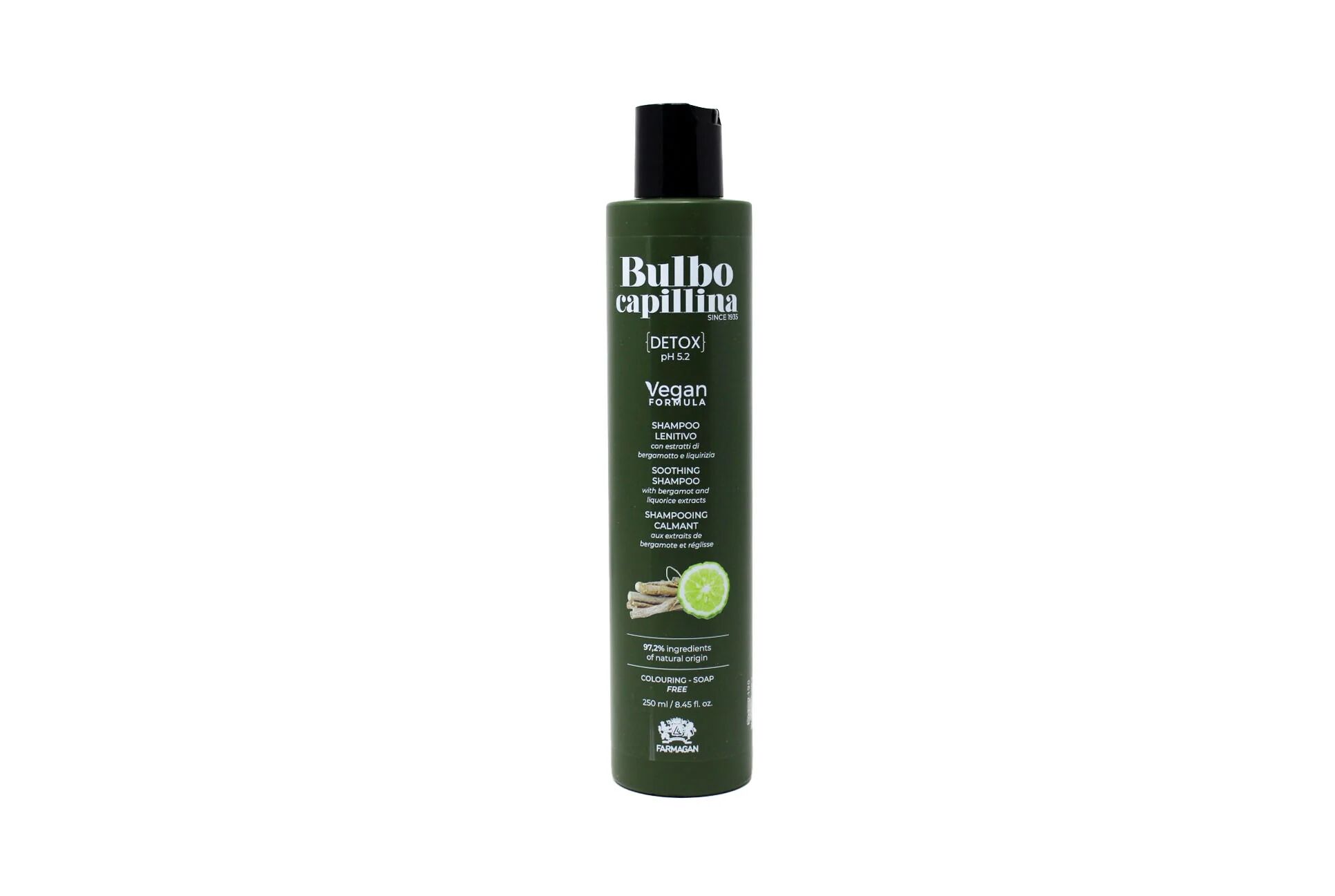 Farmagan Bulbo Capillina Formula Vegan Detox Shampoo Lenitivo Per Capelli Per Uso Frequente 250 ml