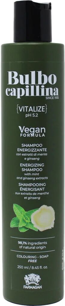 Farmagan Bulbo Capillina Formula Vegan Vitalize Shampoo Per Capelli Energizzante Coadiuvante Anti Caduta 250 ml