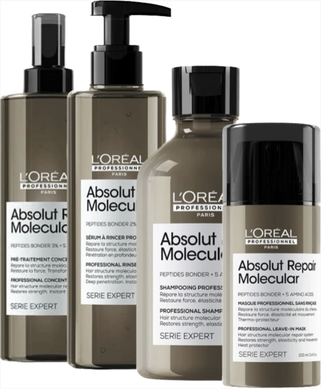 L'Oreal Professionel Serie Expert Absolut Repair Molecular  Kit Composto Da Shampoo 500ml-Pre-Trattamento 190ml-Siero Riparatore 250 Ml-Leave In 100 Ml