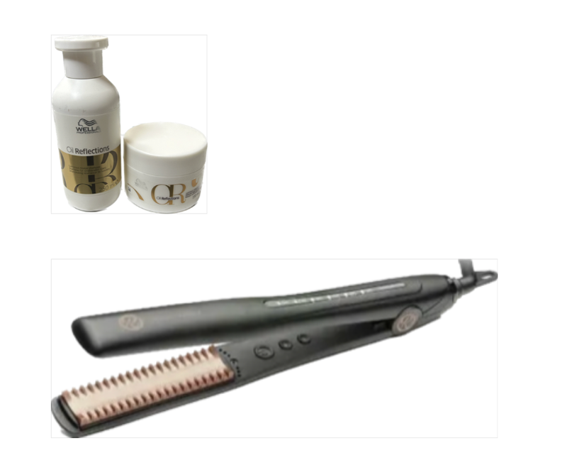 Piastra Retro.Coiffeur Comb Hair Straightener Piu'Shampoo Wella Oil Reflections 250 Ml E Maschera 150 Ml