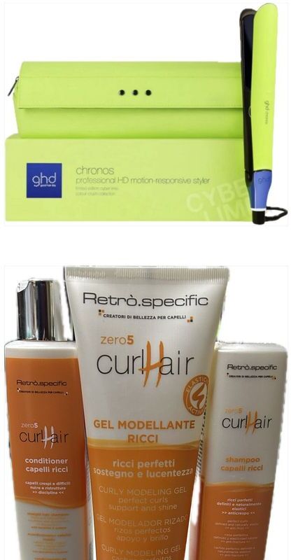 Piastra Ghd Chronos Lime Verde Con Pochette Piu' Shampoo' Retro' Capelli Ricci 250 Ml Conditioner 250 Ml E Mousse 150 Ml