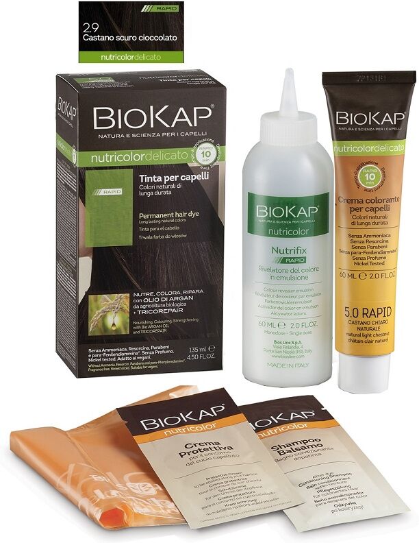 BIOS LINE SpA BIOKAP NUTRICOLOR Delicato Rapid Tinta 2.9 Castano Scuro Cioccolato