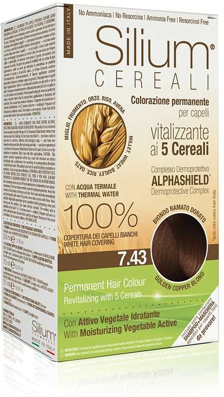 Silium Colorazione Permanente Capelli Crema Biondo Ramato Dorato 7.43