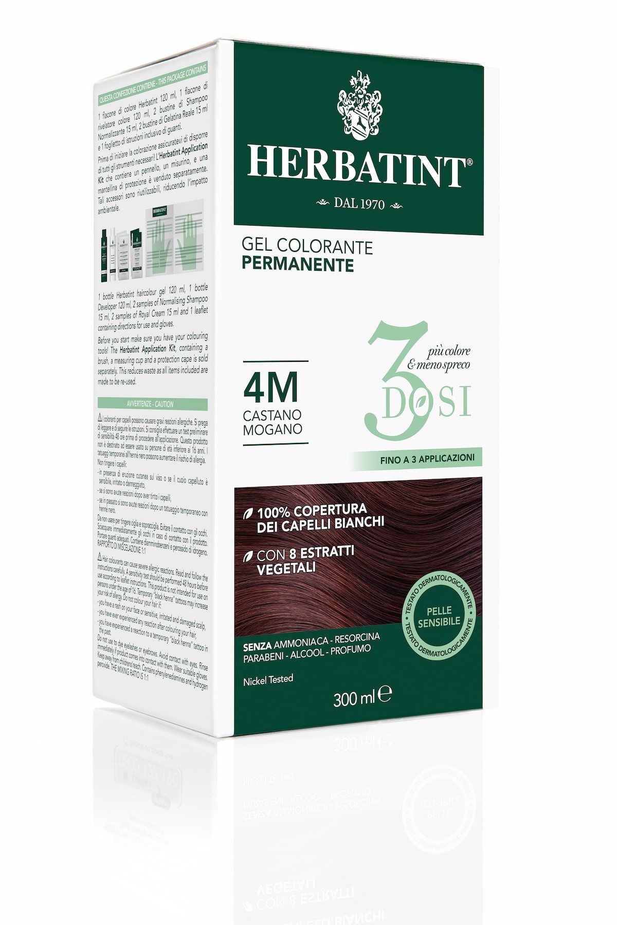 Herbatint Gel Colorante Permanente 3 Dosi 4m Castano Mogano 300ml