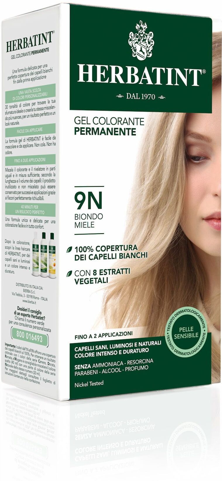 Herbatint Gel Colorante Permanente 9n Biondo Miele 150ml