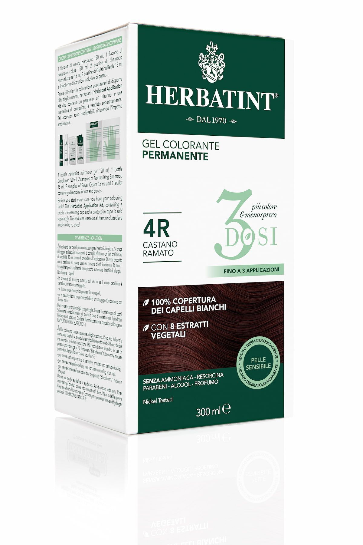 Herbatint Gel Colorante Permanente 3 Dosi 4r Castano Ramato 300ml
